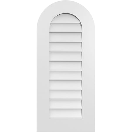 Ekena Millwork Round Top Surface Mount PVC Gable Vent: Non-Functional, w/ 3-1/2"W x 1"P Standard Frame, 16"W x 36"H GVPRT16X3601SN